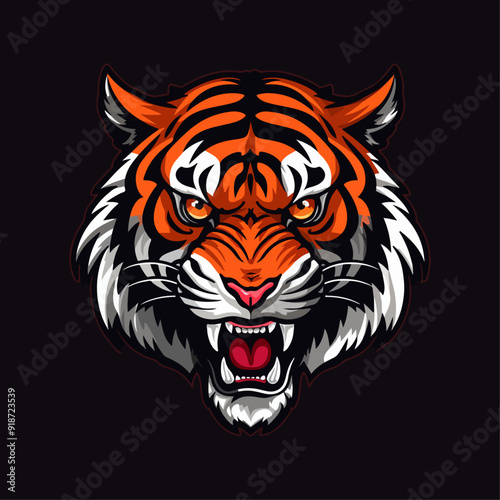 tiger head vector graphic design illustration logo badge sticker
