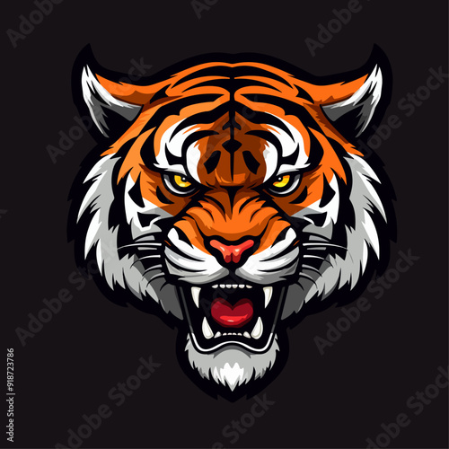 tiger head vector graphic design illustration logo badge emblem sticker for gaming esport logo community logo