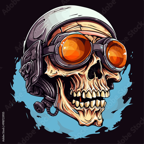 cranium skull in the dark logo badge vector graphic design illustration 