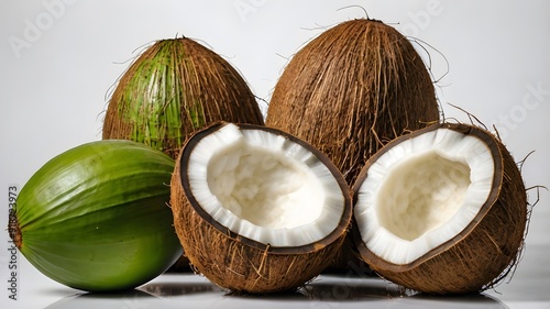 Green Coconut Still Life Minimalist Avatar with White Background