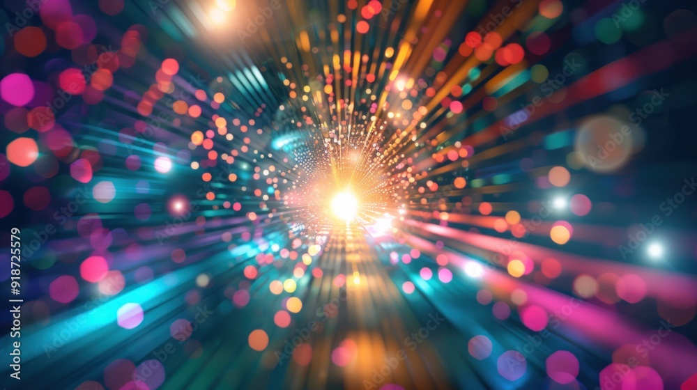 Abstract Light Burst with Colorful Bokeh Abstract Light Burst with Colorful Bokeh