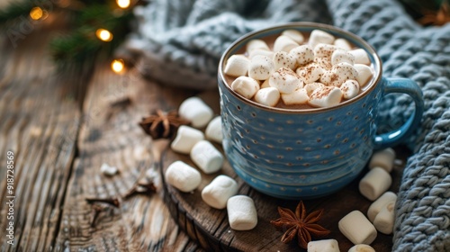 Hot Chocolate with Marshmallows and Festive Decorations