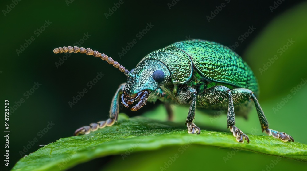 A Vibrant Green Beetle on a Leaf A Vibrant Green Beetle on a Leaf