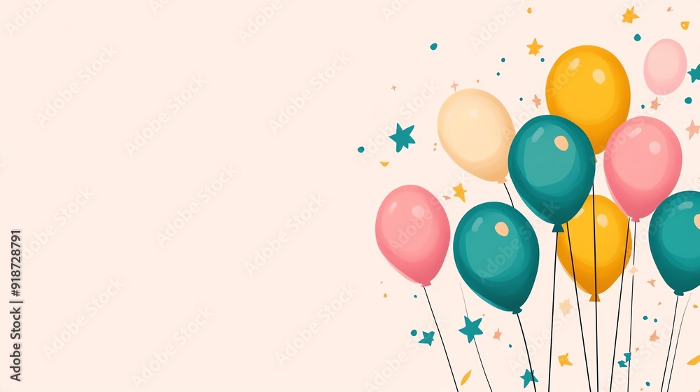 Birthday invitation card, celebratory theme, flat design illustration