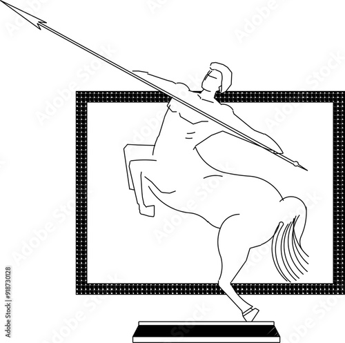 Sketch design vector illustration silhouette design icon symbol logo statue art wall decoration mythological animal in box frame