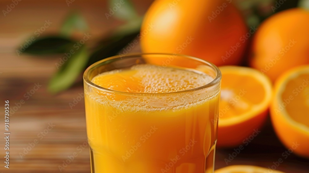 Glass of Orange Juice with Fresh Oranges Glass of Orange Juice with Fresh Oranges