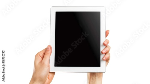 White Tablet Computer in Hand with Blank Screen