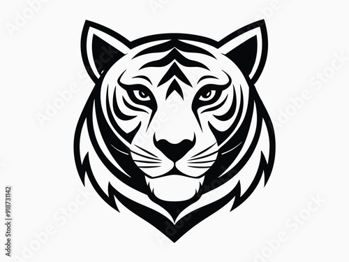 tiger head logo style silhouettes A