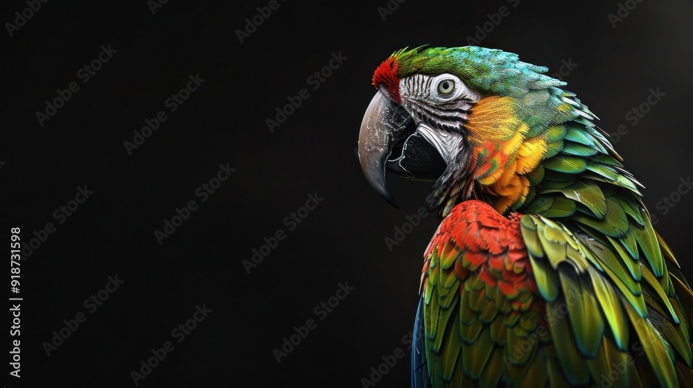 Macaw Portrait Against Black Background Macaw Portrait Against Black Background