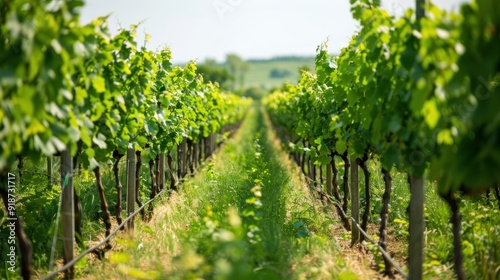 Vineyard Rows in Summer Sunlight