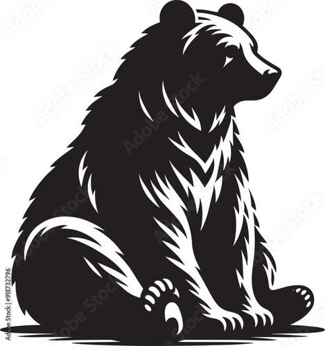 Bear sitting Silhouette vector illustration isolated on white background