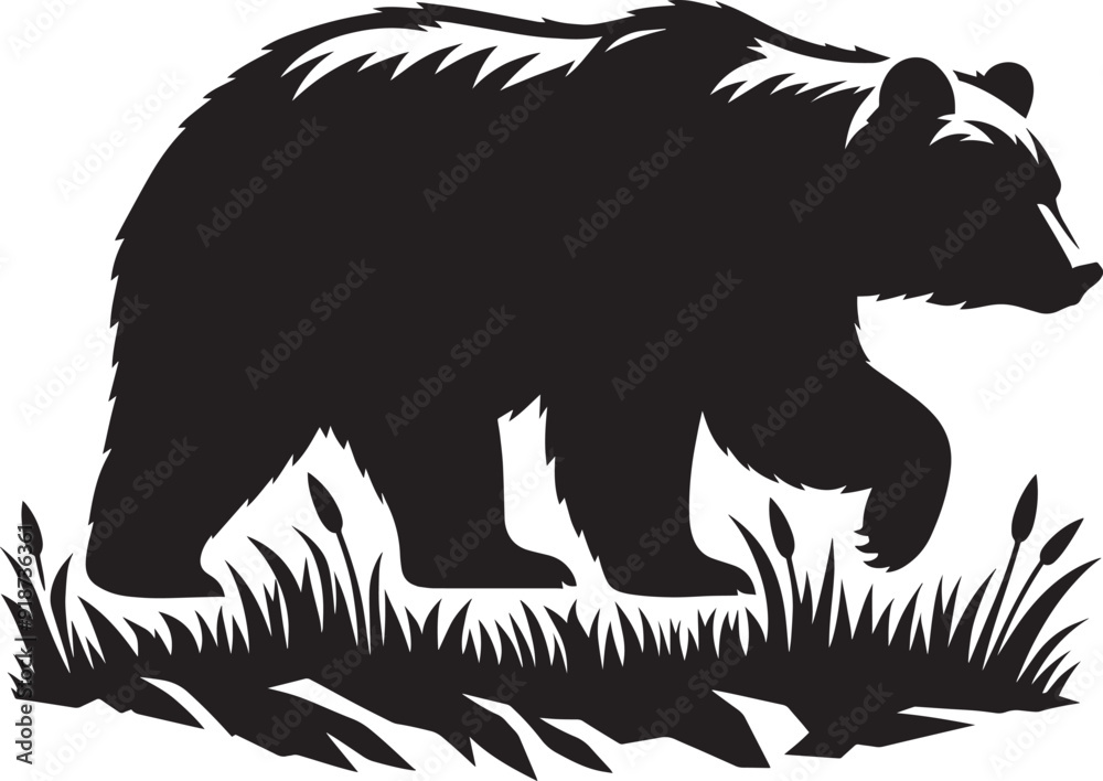 Obraz premium Bear Walking Silhouette vector illustration isolated on white background