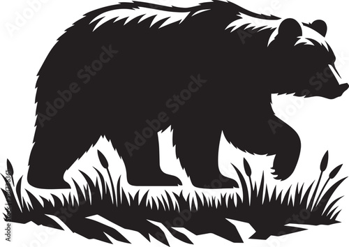 Bear Walking Silhouette vector illustration isolated on white background