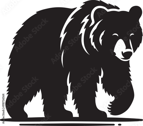 Bear Walking Silhouette vector illustration isolated on white background