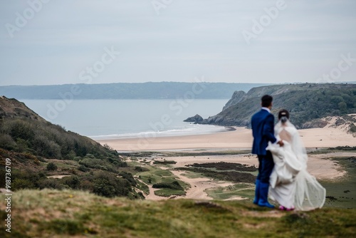 bride and groom on the beach