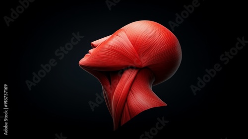 Detailed view of the sternocleidomastoid muscle, emphasizing its role in raising the sternum to increase thoracic volume during respiration, anatomy, respiratory accessory muscle photo