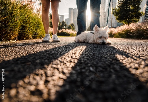 person walking dog