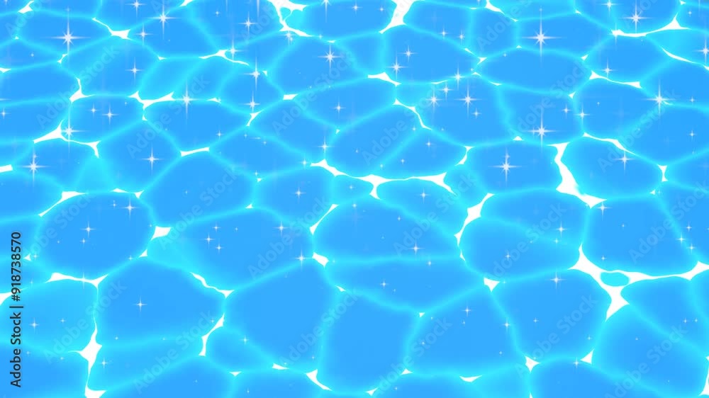2d creative trend animation of top view ripples waves sparkles shiny water surface pool sea surface beach blue background 4k motion video