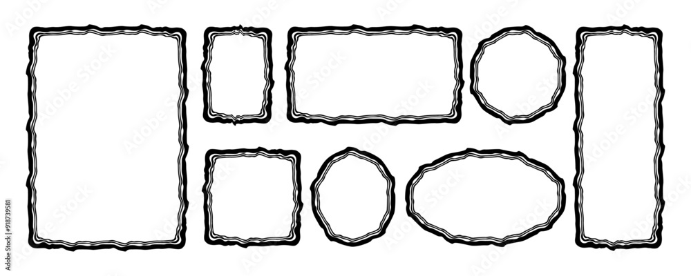 Jagged paper decorative frames collection set in black colours Jagged paper decorative frames collection set in black colours