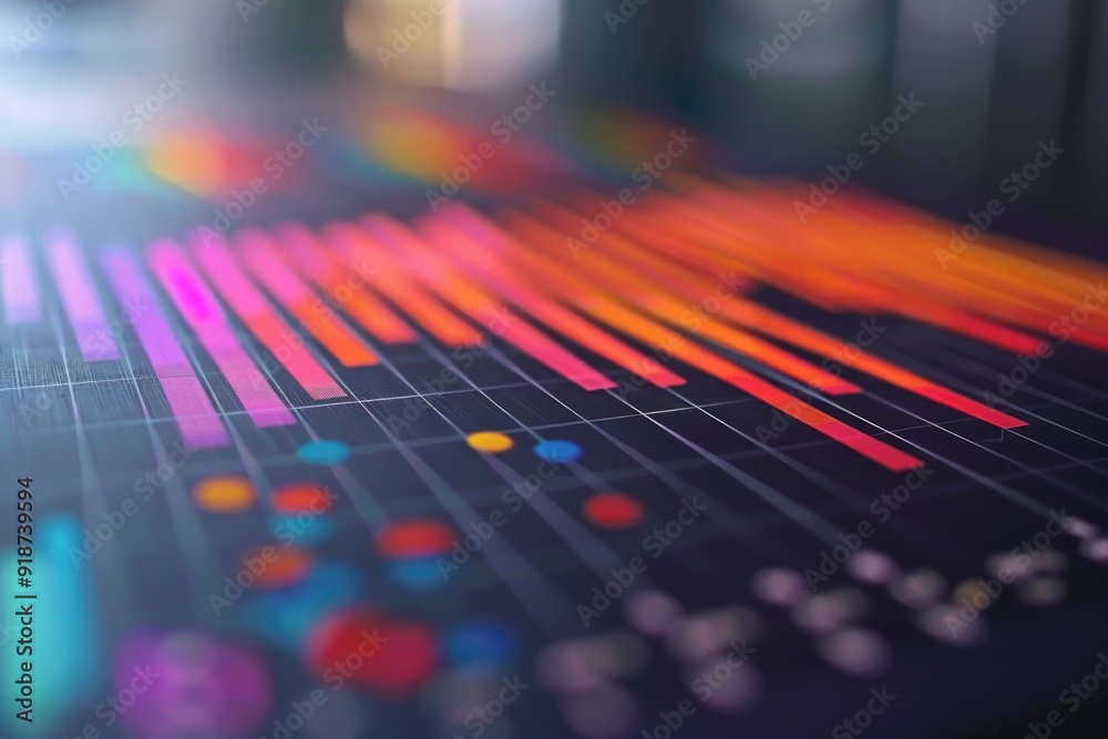 A detailed view of a colorful chart on a table, ideal for use in presentations or educational materials A detailed view of a colorful chart on a table, ideal for use in presentations or educational materials