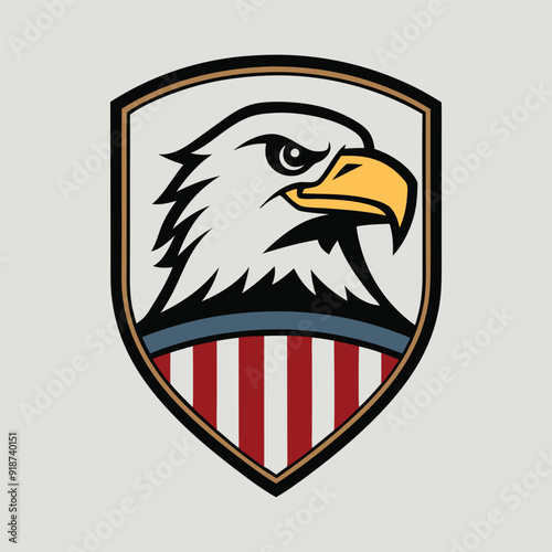 Bald eagle with an american flag vector illustration.