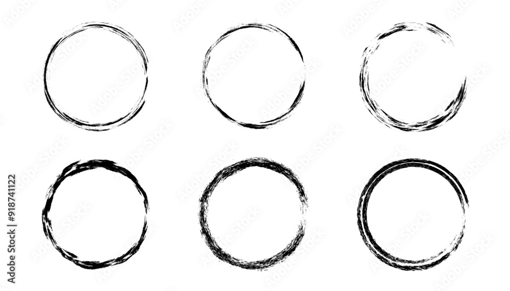 Set of black brush handdrawn circle. Design elements for banner, decorations etc. Vector illustration Set of black brush handdrawn circle. Design elements for banner, decorations etc. Vector illustration