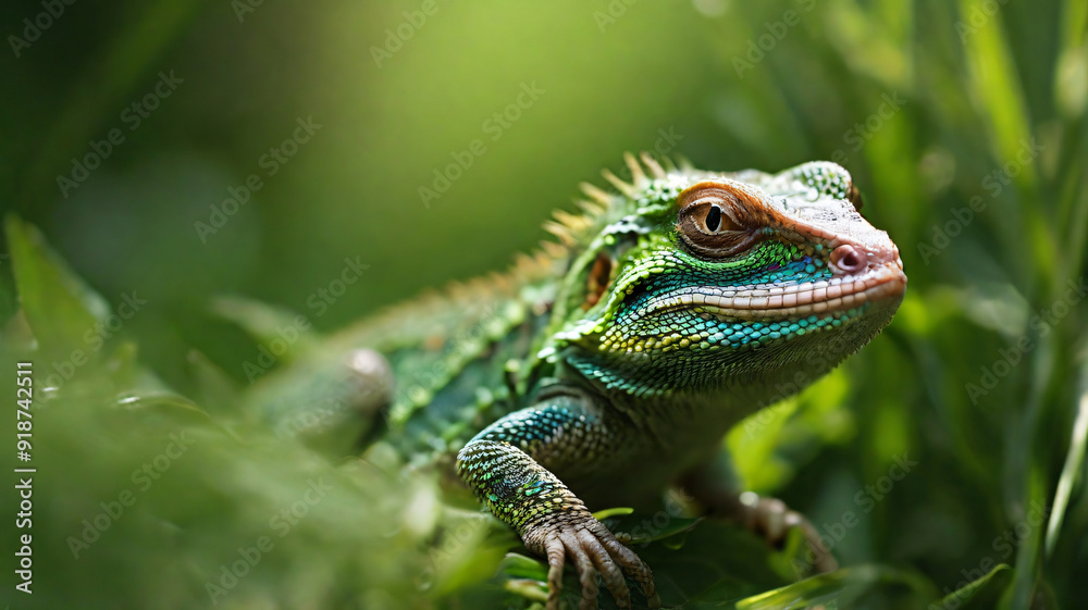 reptile in nature with blurred background and green color
reptile in nature with blurred background and green color