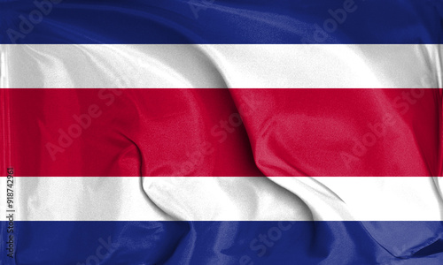 An up close view of Costa Rica flag flying textures