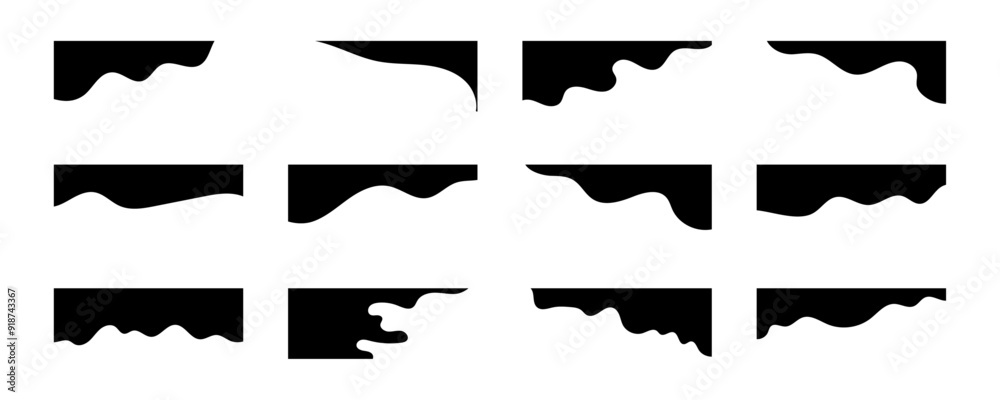 Collection of liquid header top and bottom black separator for website and app. Vector Illustration Collection of liquid header top and bottom black separator for website and app. Vector Illustration