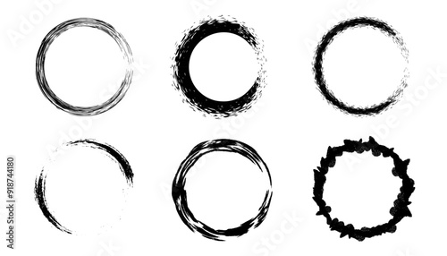 Black ring zen round circle brush collection Set