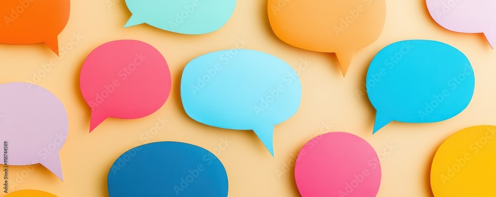 Colorful speech bubbles on a vibrant background, perfect for communication, dialogue, or creative projects. Colorful speech bubbles on a vibrant background, perfect for communication, dialogue, or creative projects.