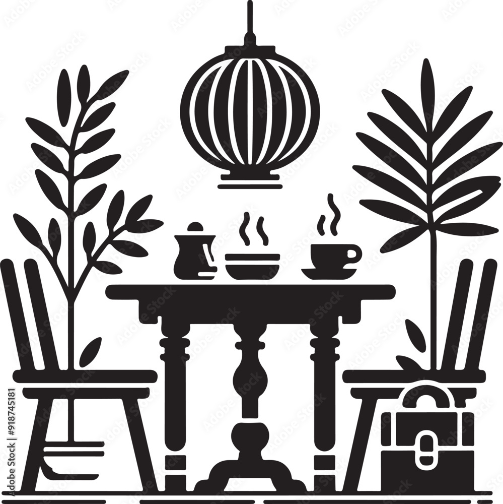 A Table and Chair silhouette vector art illustration A Table and Chair silhouette vector art illustration