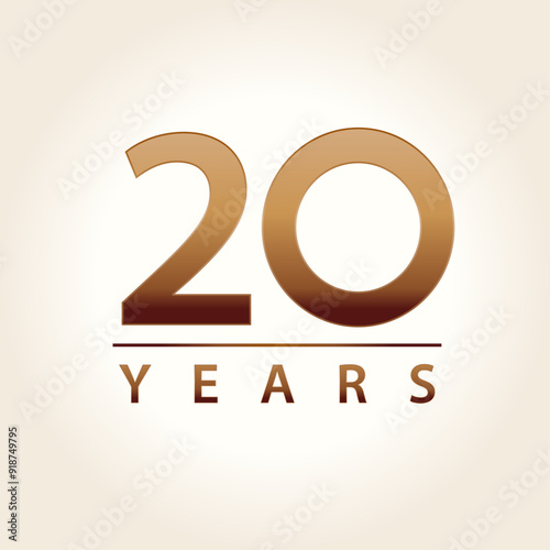 20 years for celebration events, anniversary, commemorative date. brown twenty years logo light background