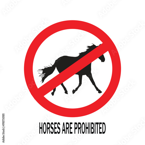 No Horse Sign on White Background
