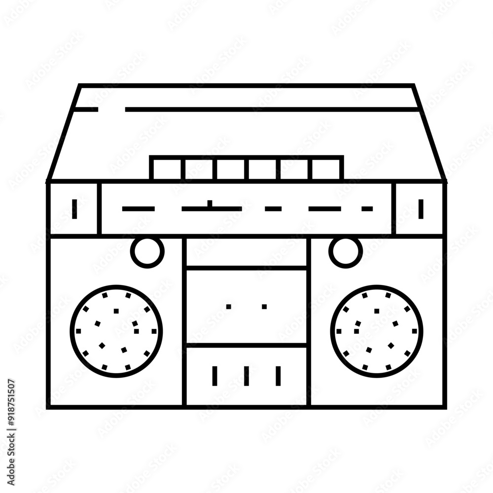 Obraz premium cassette stereo boombox player line icon vector. cassette stereo boombox player sign. isolated contour symbol black illustration
