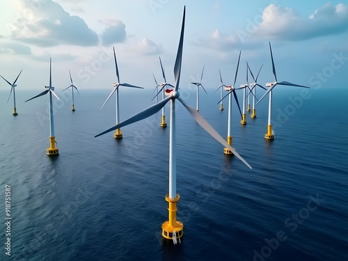 Winmill installed in the ocean to get renewable energy alternative wind power offshore wind photo