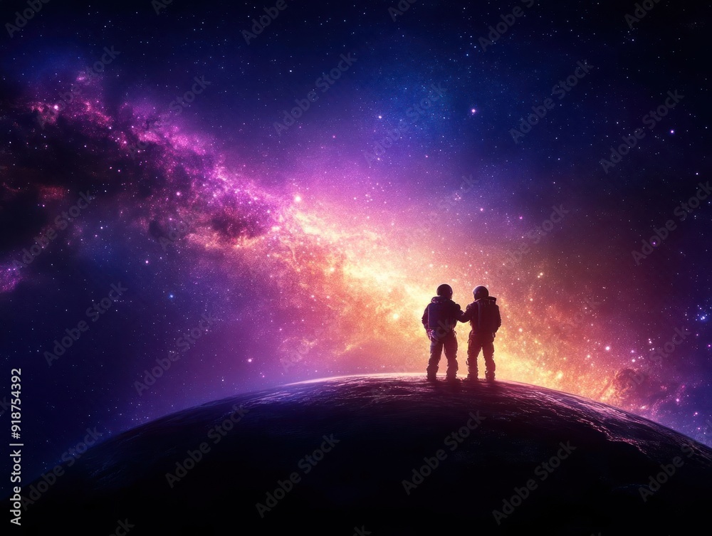 A breathtaking panoramic view of a serene space scene A breathtaking panoramic view of a serene space scene