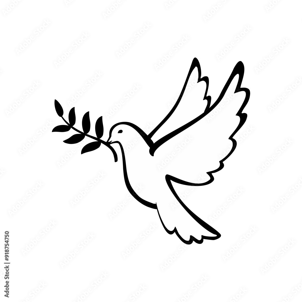 Obraz premium a dove carrying a branch, a symbol of peace