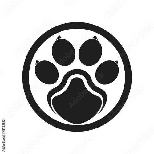 Pet logo design paw, vector for animal shop business