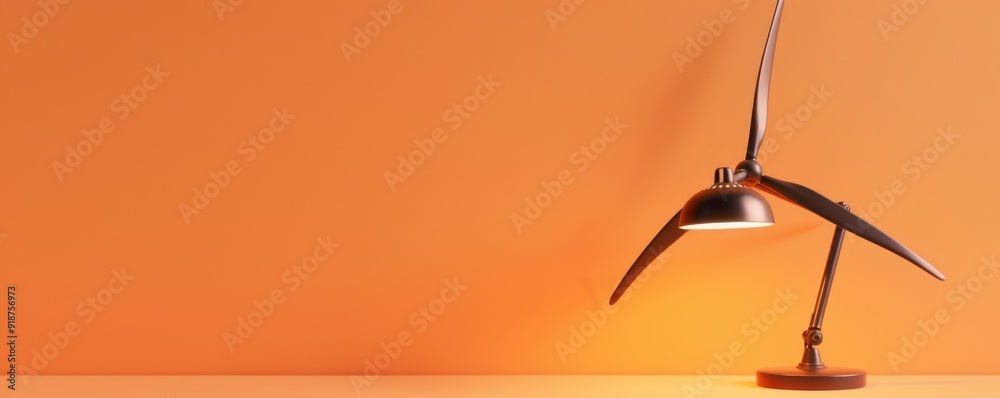 Stylish desk lamp illuminating a warm orange wall, perfect for modern decor and interior design inspiration. Stylish desk lamp illuminating a warm orange wall, perfect for modern decor and interior design inspiration.