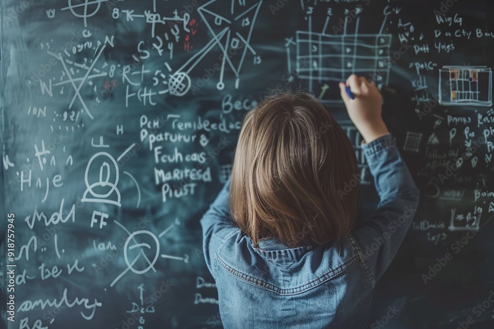ai generative kid writes math formula on the blackboard ai generative kid writes math formula on the blackboard