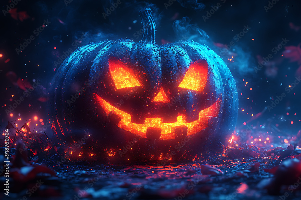 Fototapeta premium bright and colorful Halloween pumpkin and Trick or treat illustration, wallpaper or poster