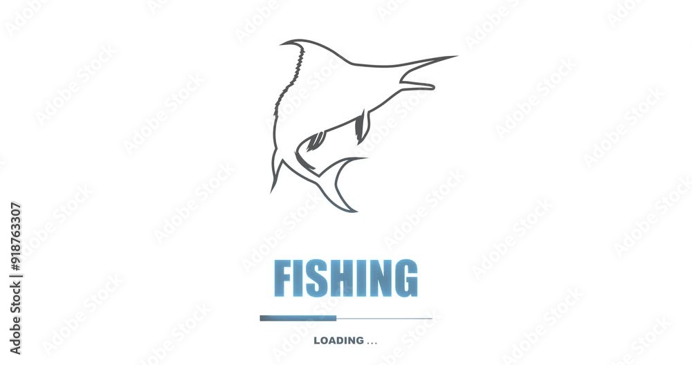 Marlin fishing progress bar loading. Fish emblem. Fishing theme animation. Marlin fishing progress bar loading. Fish emblem. Fishing theme animation.