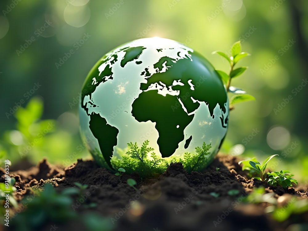 Green glass globe sustainable development of green technology environmental protection concept Green glass globe sustainable development of green technology environmental protection concept