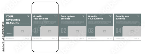 Microblog business carousel post template set, Modern Instagram carousel post design, Editable social media technology carousel post, eps 10