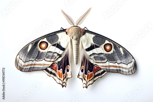 Large Saturniid Moth Isolated on White Background. photo