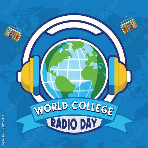 World College Radio Day Creative Social Media post and Print Illustration