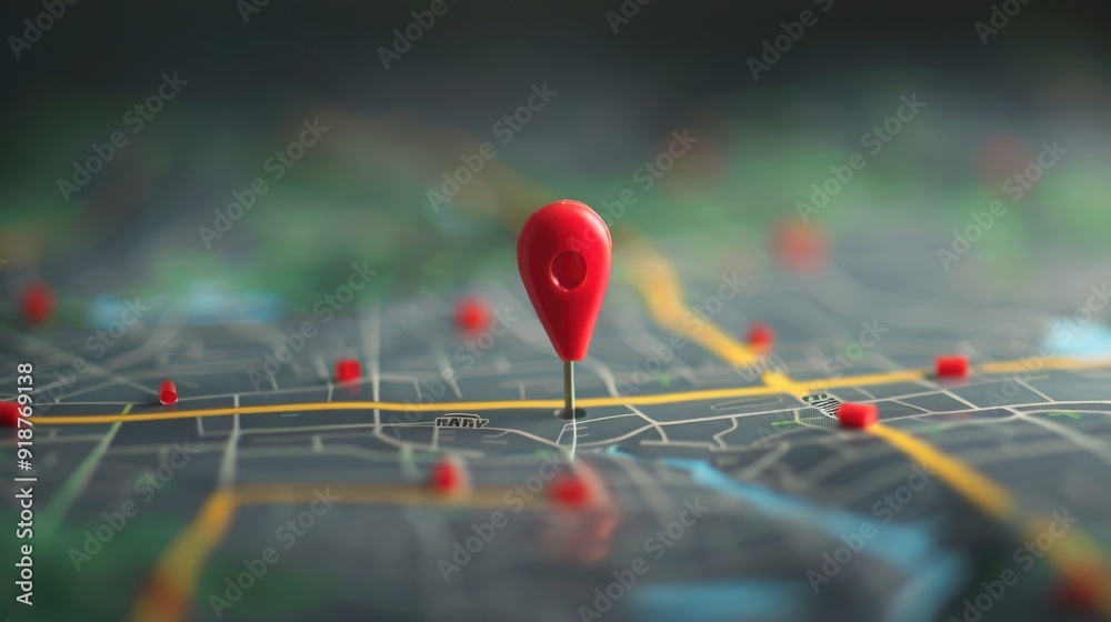 Red Pin on a City Map Red Pin on a City Map