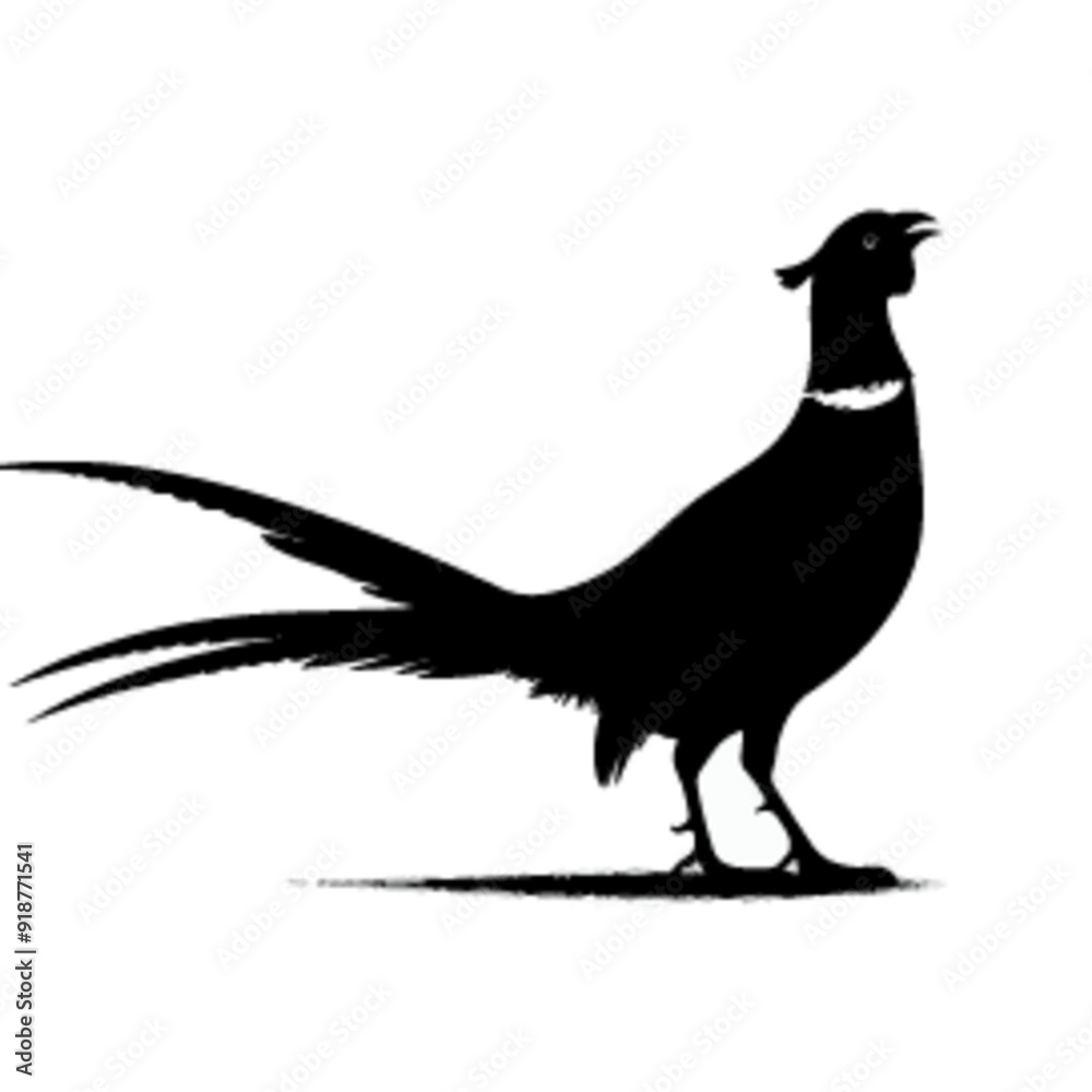 Naklejka premium pheasant silhouette, pheasant silhouette on a white background.