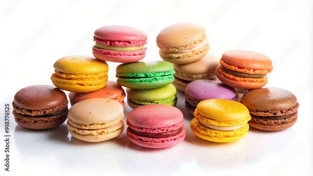 Obraz premium Assorted Colorful Macarons on a White Background